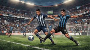 Jugadores de Pachuca y Querétaro disputan el balón durante un partido de la Liga MX.